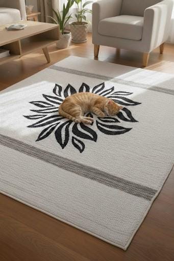 Handmade Wool Area Rug, Modern Botanical Floral Design