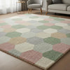 Handmade Wool Hexagon Area Rug, Pastel Scandinavian Style