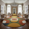 Hand-Tufted Wool Rug: Round Geometric Mid-Century Modern Design