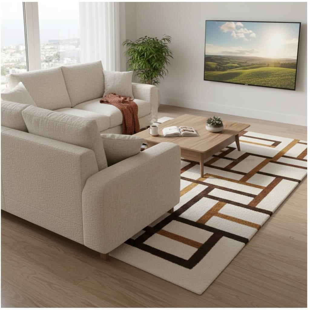 Handmade Geometric Wool Area Rug, Mid-Century Modern, 8x10 ft