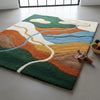 Abstract Landscape Tufted Rug, Modern River & Hills Area Rug