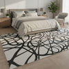 Abstract Black and White Wool Rug, Modern Line Art, Handmade Tufted