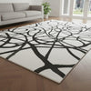 Abstract Black and White Wool Rug, Modern Line Art, Handmade Tufted