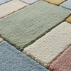 Handwoven Wool Rug, Pastel Patchwork, Geometric Blocks Design