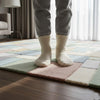 Handwoven Wool Rug, Pastel Patchwork, Geometric Blocks Design