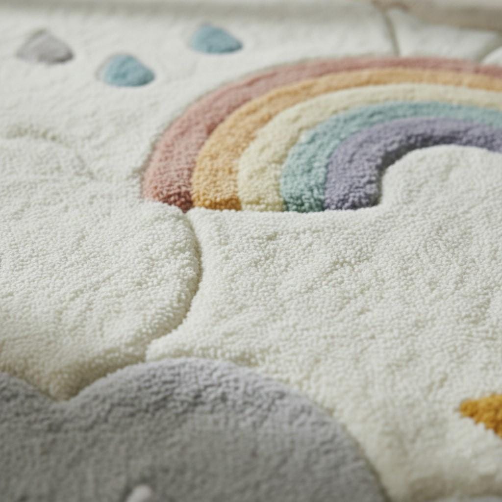 Hand Tufted Wool Cloud Rug, Rainbow Nursery Carpet