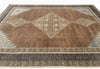 Handmade Oushak Wool Rug: Vintage Turkish Knot, Brown and Beige 8x10