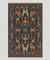Handwoven Wool Animal Rug, Navy Blue Vintage Style, Southwestern Decor