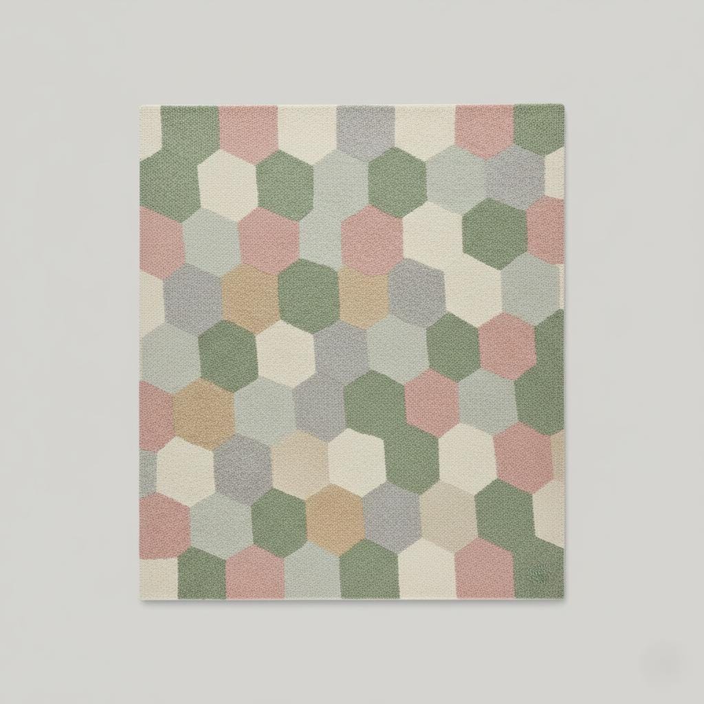 Handmade Wool Hexagon Area Rug, Pastel Scandinavian Style