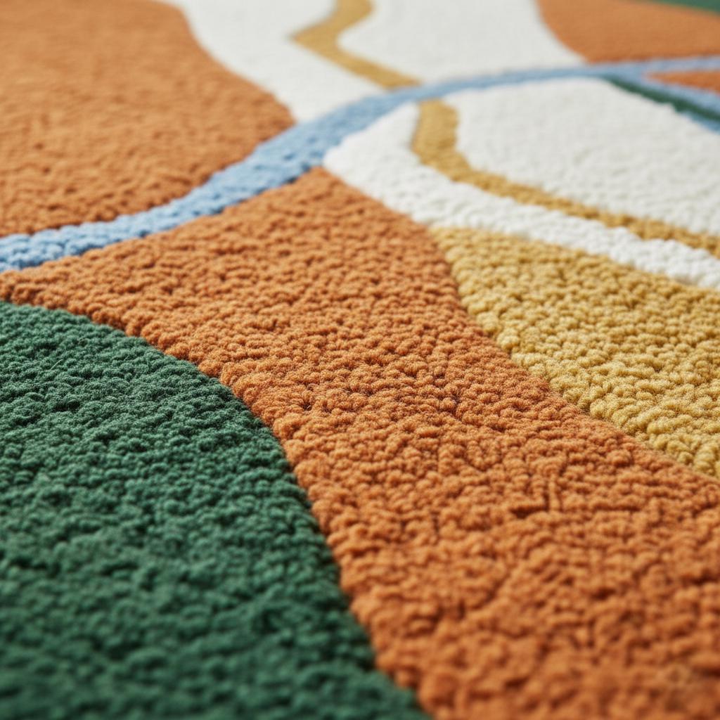 Abstract Landscape Tufted Rug, Modern River & Hills Area Rug