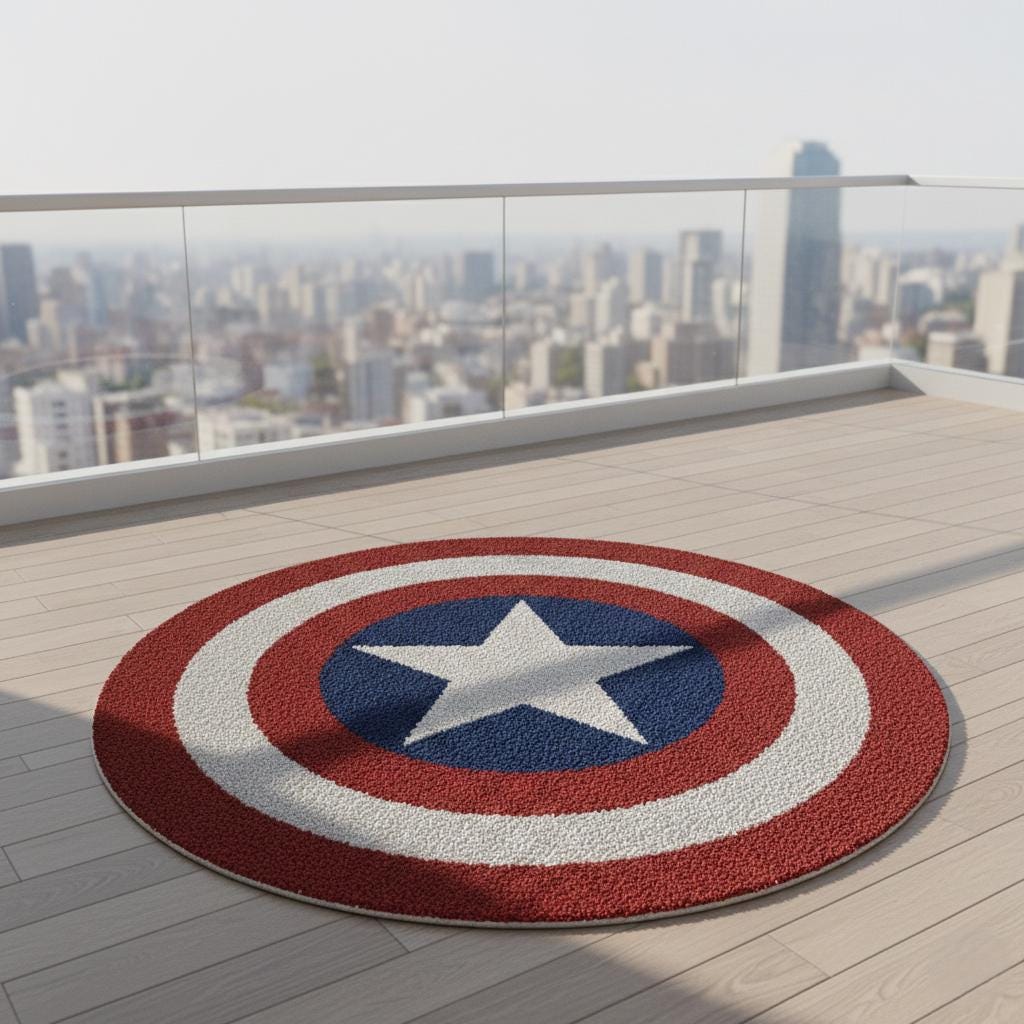 Captain America Shield Round Rug,Superhero Area Rug,Marvel Inspired Carpet