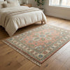 Hand-Knotted Pastel Floral Wool Rug – Vintage Boho Living Room Carpet