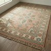 Hand-Knotted Pastel Floral Wool Rug – Vintage Boho Living Room Carpet