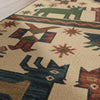 Handwoven Wool Tribal Rug, Folk Art Deer Bird Design, Boho Ethnic Decor