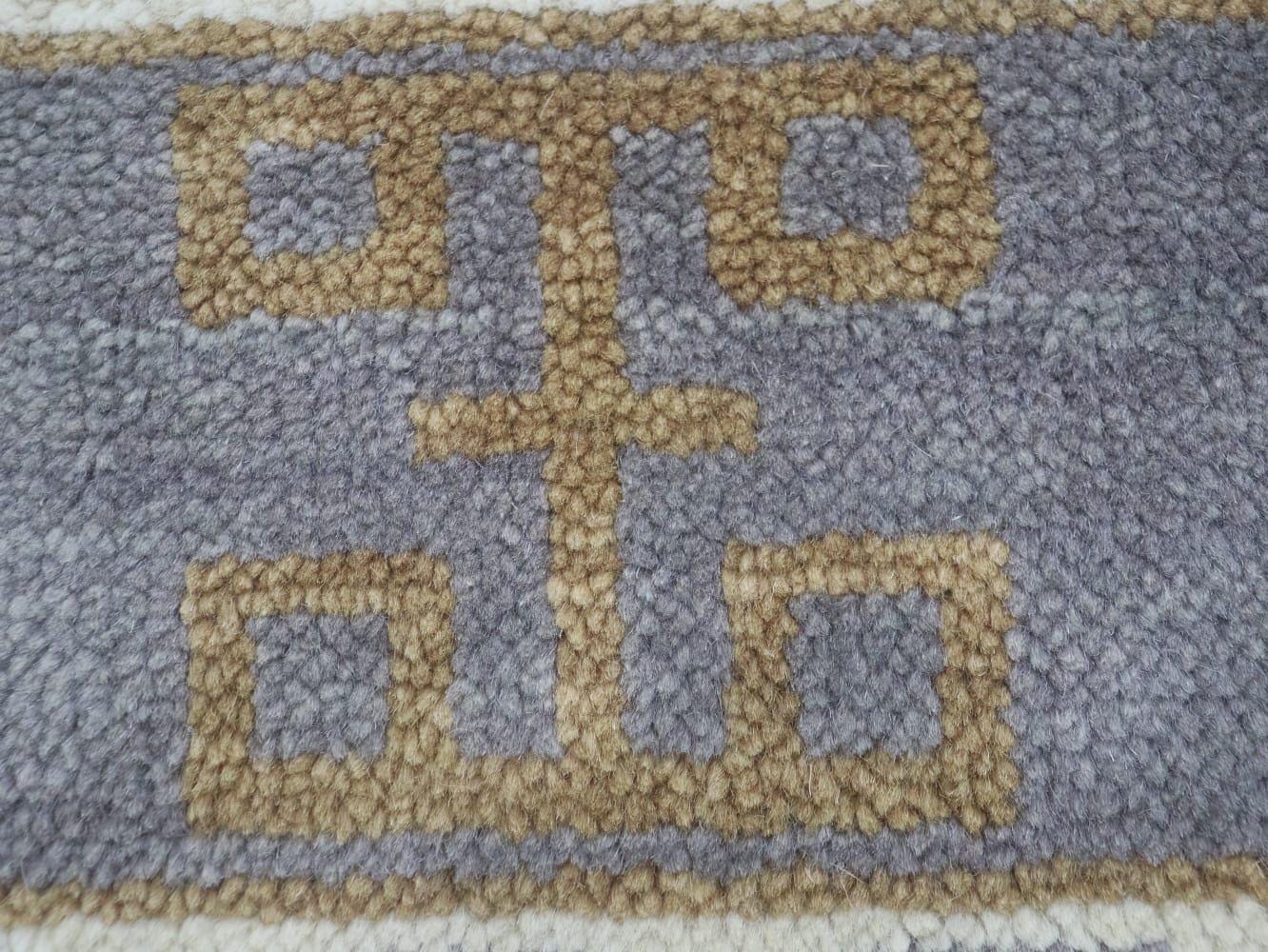 Handmade Oushak Wool Rug: Vintage Turkish Knot, Brown and Beige 8x10