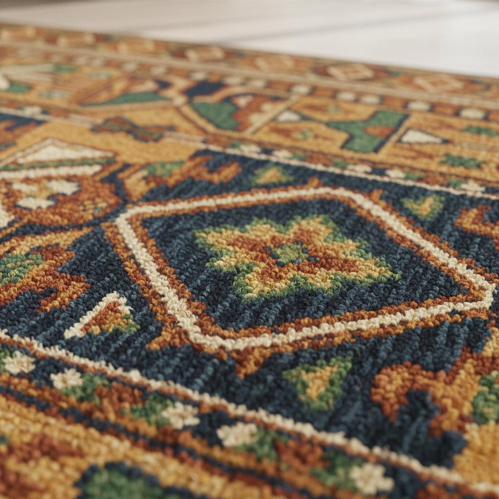 Hand-Knotted Wool Area Rug, Vintage Persian Style Floral Medallion, Light Blue Beige Carpet