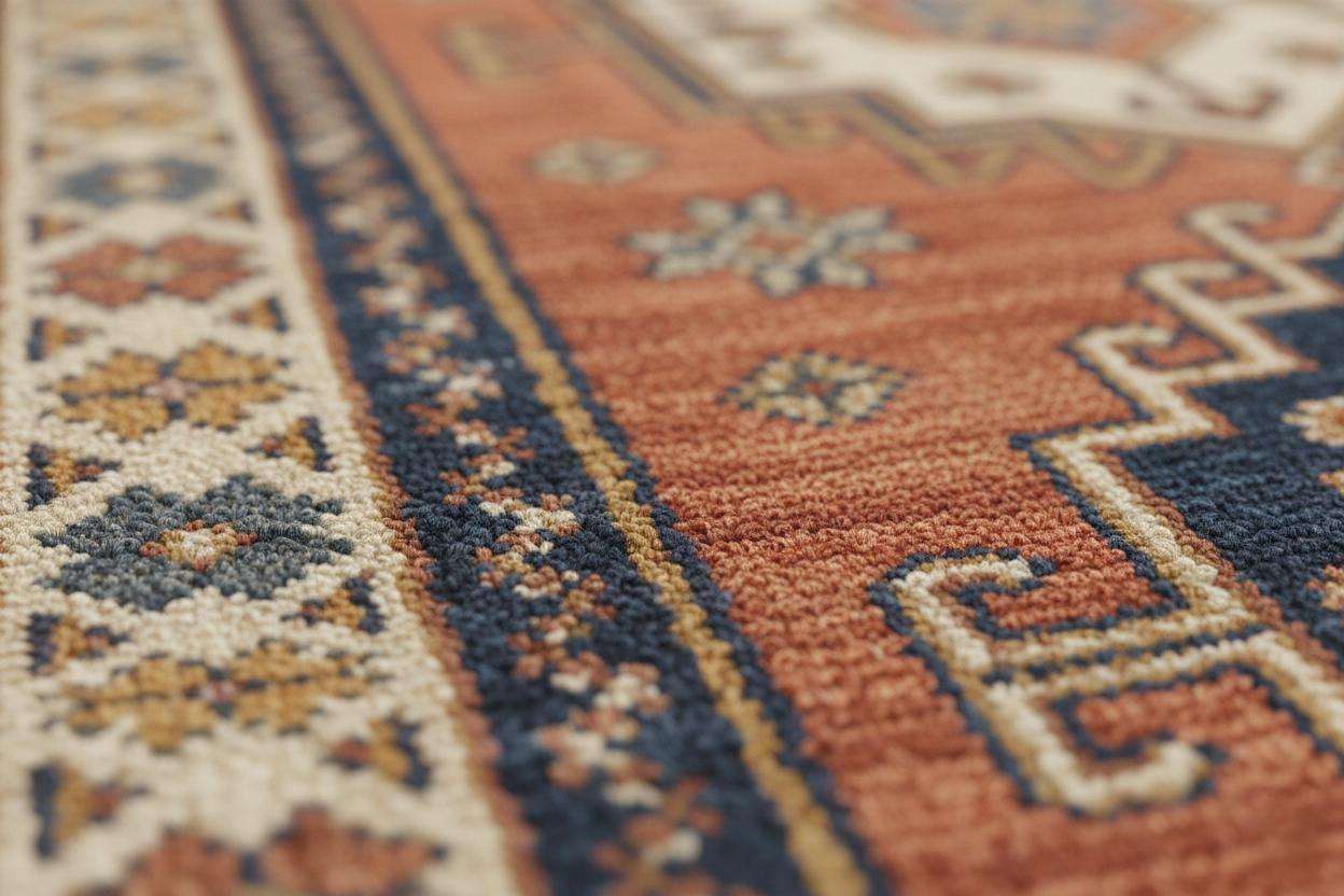 Hand-Knotted Wool Area Rug, Vintage Style Geometric Tribal Boho Carpet, 6x10 ft
