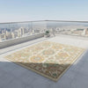 Pastel Medallion Area Rug, Vintage Floral Boho Oriental Carpet, Neutral Living Room