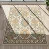 Pastel Medallion Area Rug, Vintage Floral Boho Oriental Carpet, Neutral Living Room