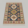 Hand-Knotted Oushak Wool Rug, Navy Blue Floral Medallion Oriental Boho Carpet