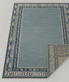 Handmade Blue Wool Area Rug, Tribal Geometric Design, 7x12 ft