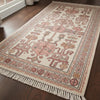 Handmade Knotted Wool Runner Rug, Blush Pink Geometric Oushak Carpet