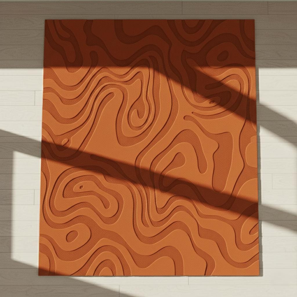 Handmade Beige Wool Area Rug, Modern Abstract 3D Contour Design