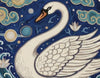 Handmade Celestial Swan Rug, Boho Nursery Decor, Round Tufted Carpet