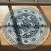 Handmade Blue Koi Fish Round Rug, Japanese Coastal Decor