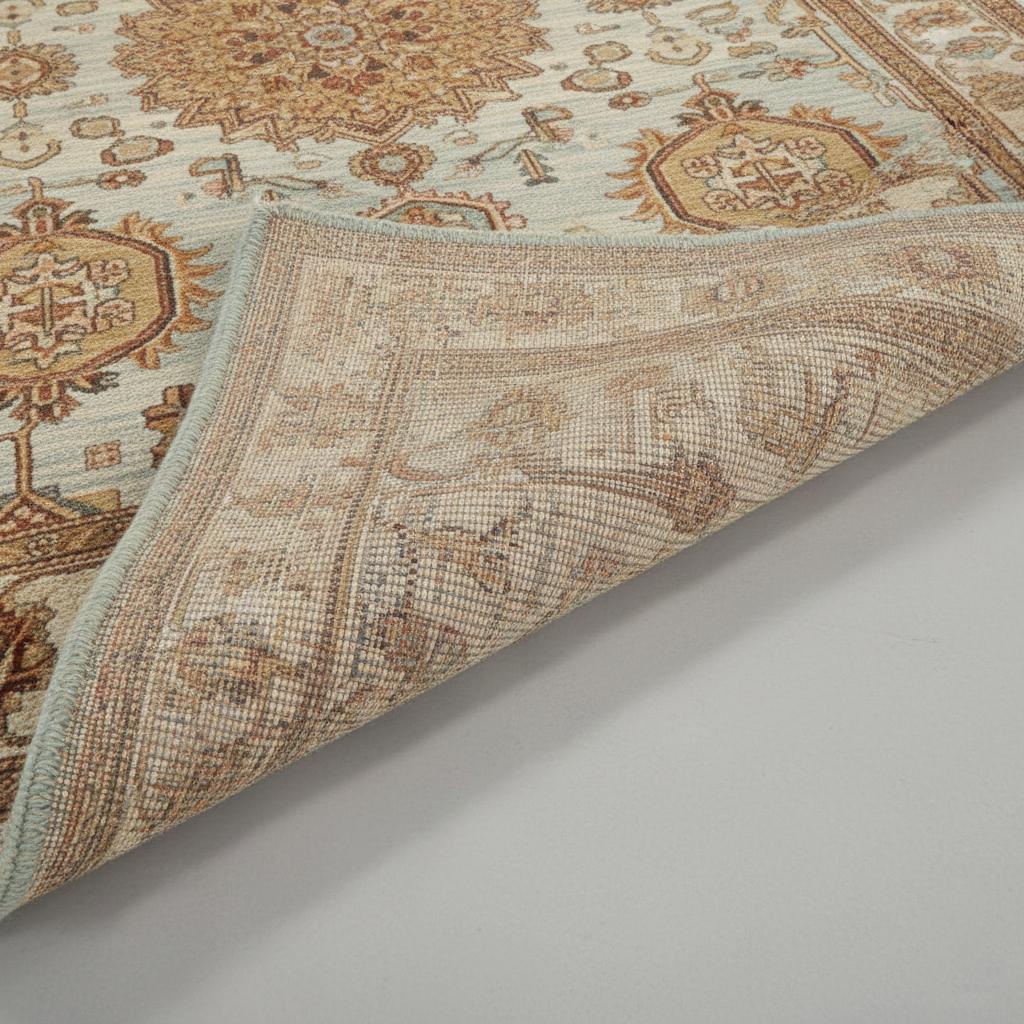 Hand-Knotted Wool Rug, Light Blue Persian Style Floral Medallion