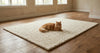 Chunky Wool Pebble Rug, Handwoven Cream Textured Carpet, Scandinavian Minimalist Home