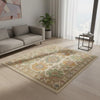 Pastel Medallion Area Rug, Vintage Floral Boho Oriental Carpet, Neutral Living Room