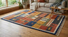 Handmade Abstract Geometric Wool Rug, Mid Century Bauhaus Style Carpet 9x12 ft