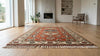 Hand-Knotted Wool Oushak Rug, Rust Red Geometric Tribal Design