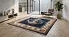 Nautical Anchor Rug, Navy Blue Coastal Area Carpet, Hand-Knotted Wool Beach House Decor