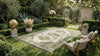Sage Green Vintage Oushak Rug, Traditional Floral Medallion Area Carpet