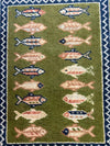 Hand-Knotted Wool Runner Rug, Fish Abstract Design, Plush Living Room Carpet