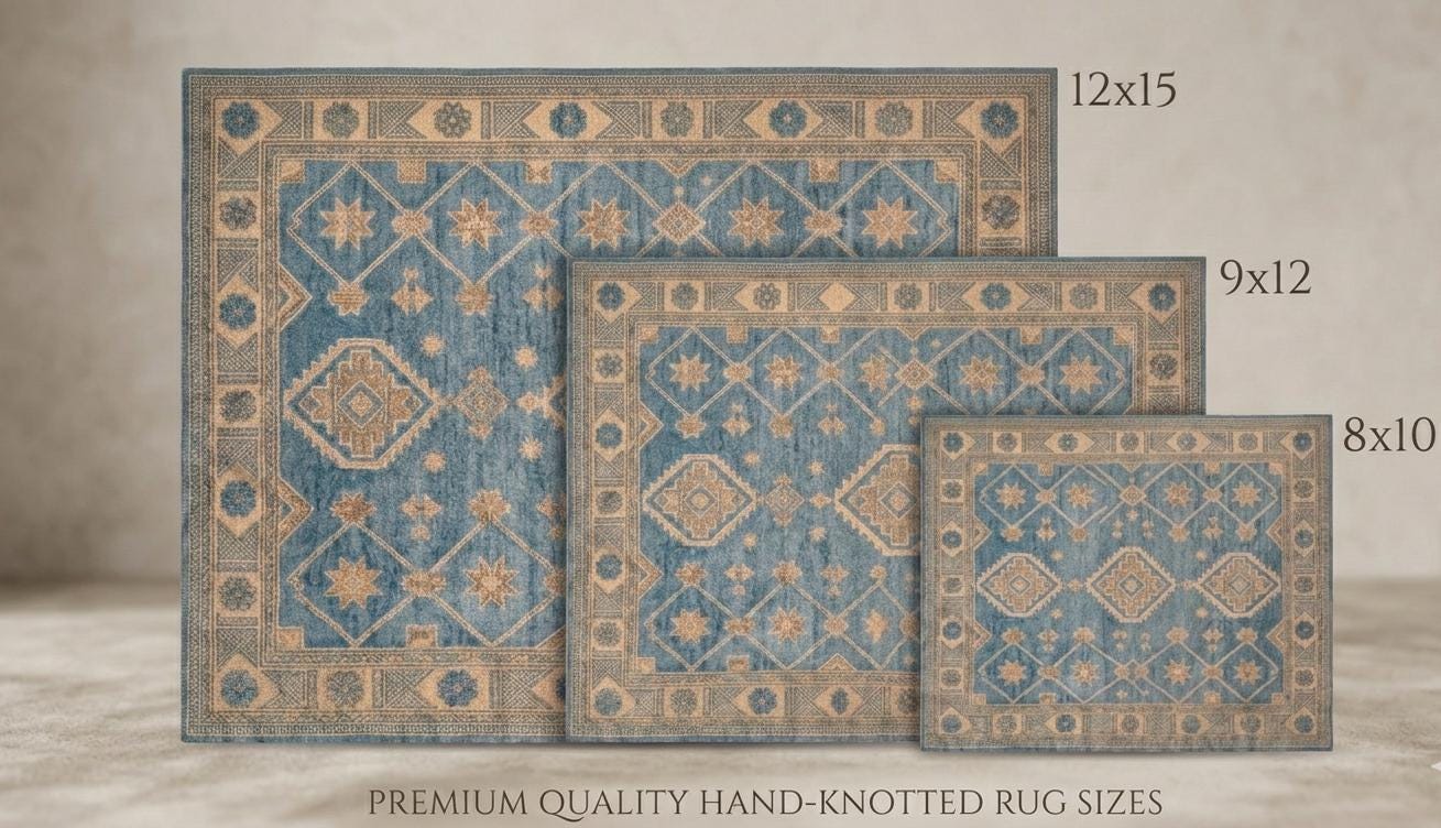 Hand-Knotted Oushak Rug, Sage Green Traditional Floral Wool Carpet