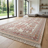 Handmade Knotted Wool Runner Rug, Blush Pink Geometric Oushak Carpet