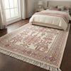 Handmade Knotted Wool Runner Rug, Blush Pink Geometric Oushak Carpet