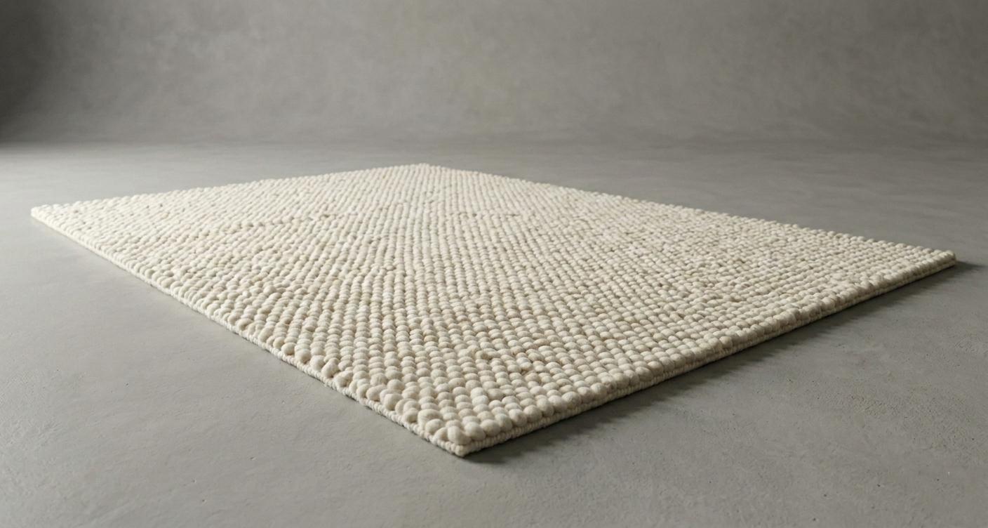 Chunky Wool Pebble Rug, Handwoven Cream Textured Carpet, Scandinavian Minimalist Home
