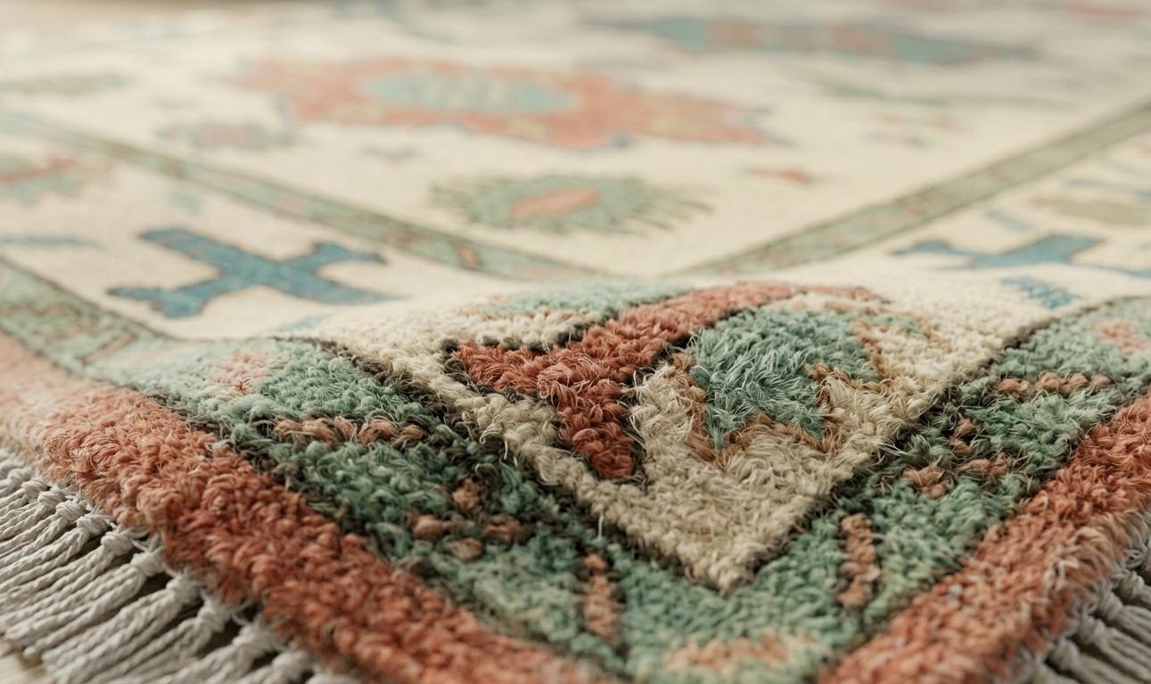Hand Knotted Wool Oushak Rug, Vintage Tribal Southwestern Boho Carpet