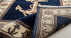 Nautical Anchor Rug, Navy Blue Coastal Area Carpet, Hand-Knotted Wool Beach House Decor