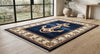 Nautical Anchor Rug, Navy Blue Coastal Area Carpet, Hand-Knotted Wool Beach House Decor