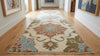 Hand-Knotted Wool Runner Rug, Vintage Floral Medallion, Boho Farmhouse Hallway Carpet