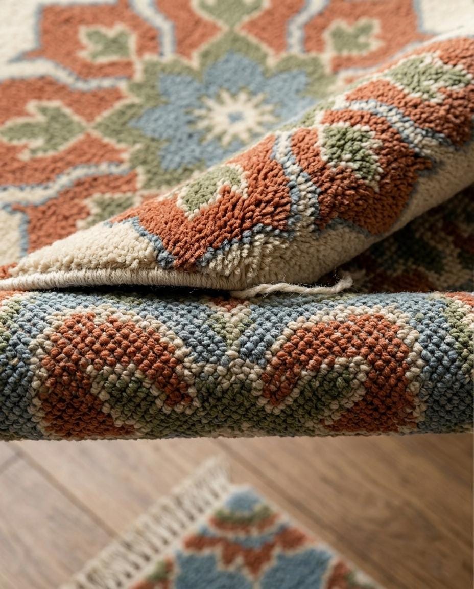 Hand-Knotted Wool Runner Rug, Vintage Floral Medallion, Boho Farmhouse Hallway Carpet