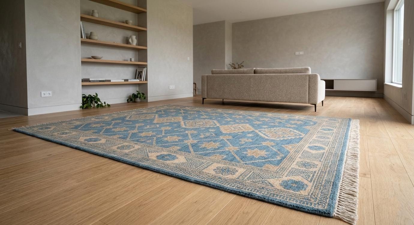 Hand-Knotted Oushak Rug, Sage Green Traditional Floral Wool Carpet