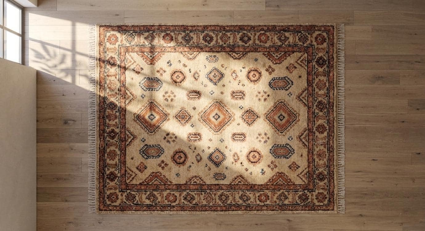 Hand Knotted Wool Rug, Tribal Geometric Oriental Carpet, Boho Rustic Living Room