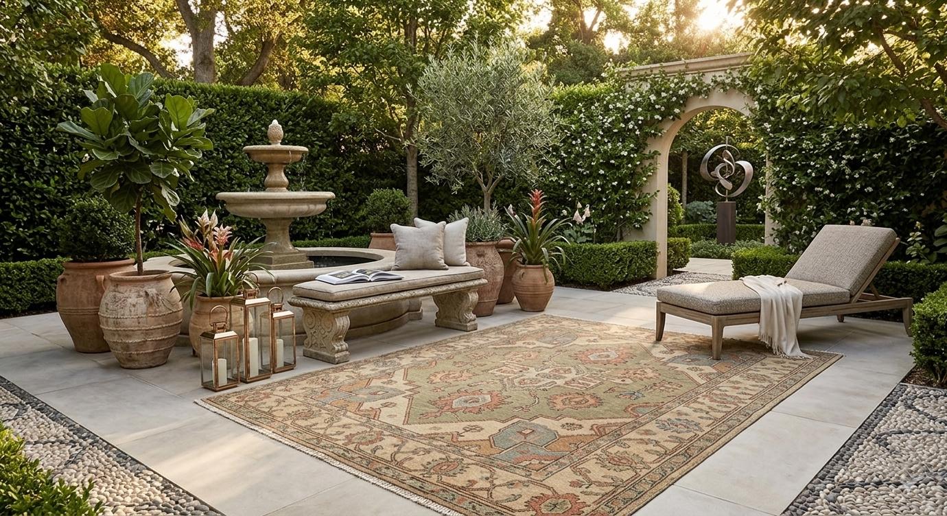 Hand Knotted Wool Oushak Rug, Sage Green Floral Oriental Carpet 8x10 Ft