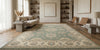Handmade Green Oushak Wool Rug, Vintage Turkish Style Area Rug